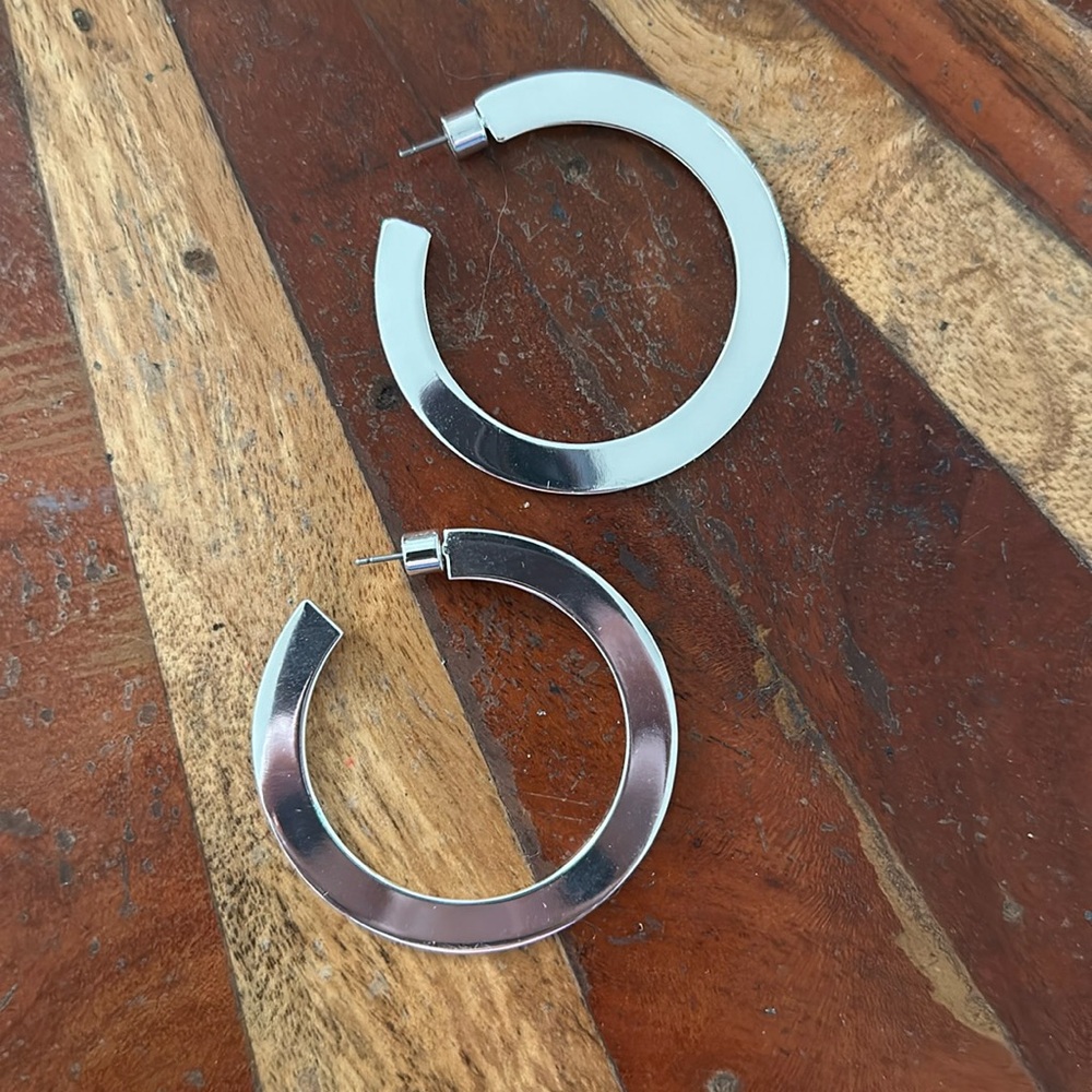Jenny Bird Silver Flat Hoop Earrings